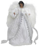 14" African American Silver & White Angel Christmas Tree Topper Unlit