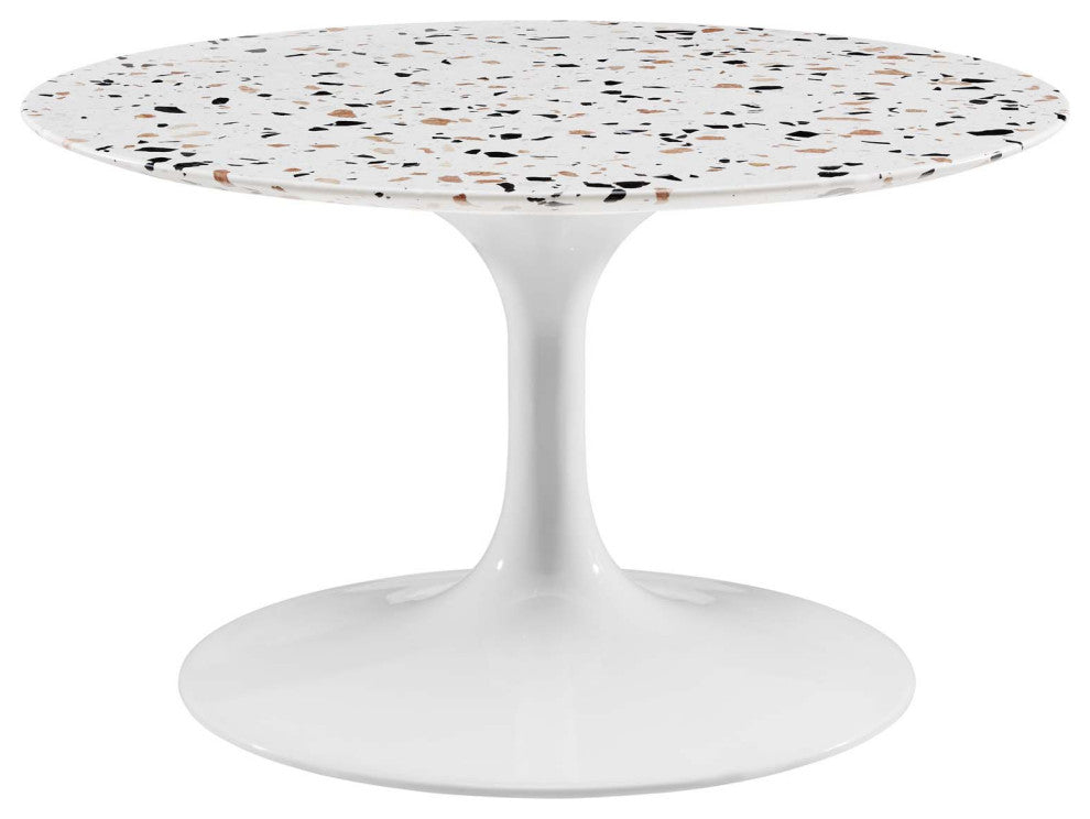 Coffee Table, Round, White, Wood, Metal Steel, Modern, Lounge Hotel Hospitality