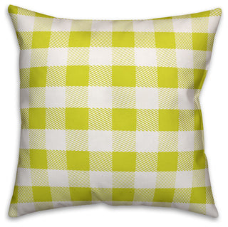 Green Buffalo Check Plaid Throw Pillow, 18"x18"