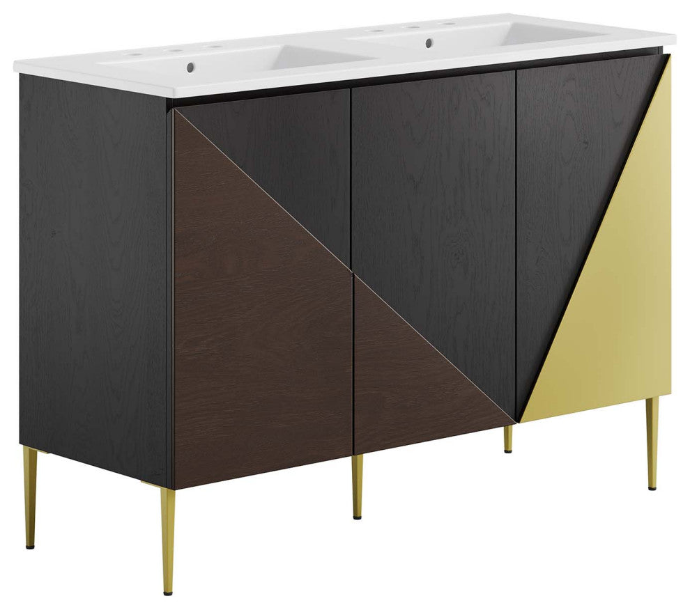 Alchemist 48" Double Sink Bathroom Vanity - White Black