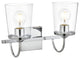 2 Light Chrome And Clear Bath Sconce