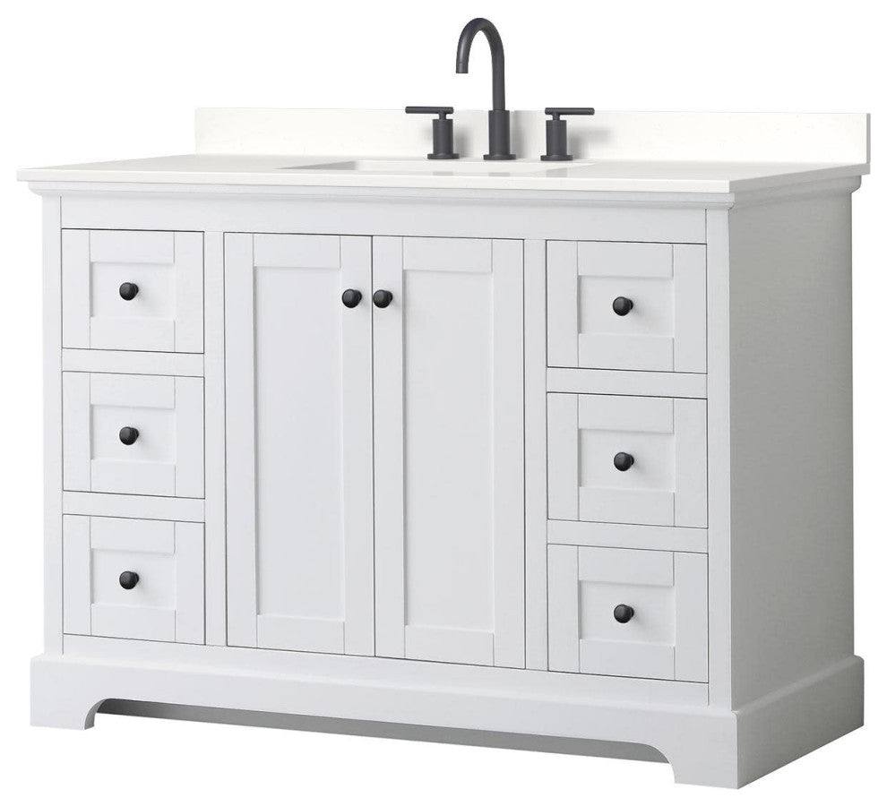 Wyndham Collection WCV232348S-QTZ-US3MXX Avery 48" - White / White Quartz Top /