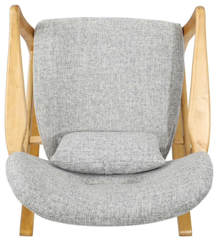 GDF Studio Balen Mid Century Modern Fabric Rocking Chair, Light Gray Tweed