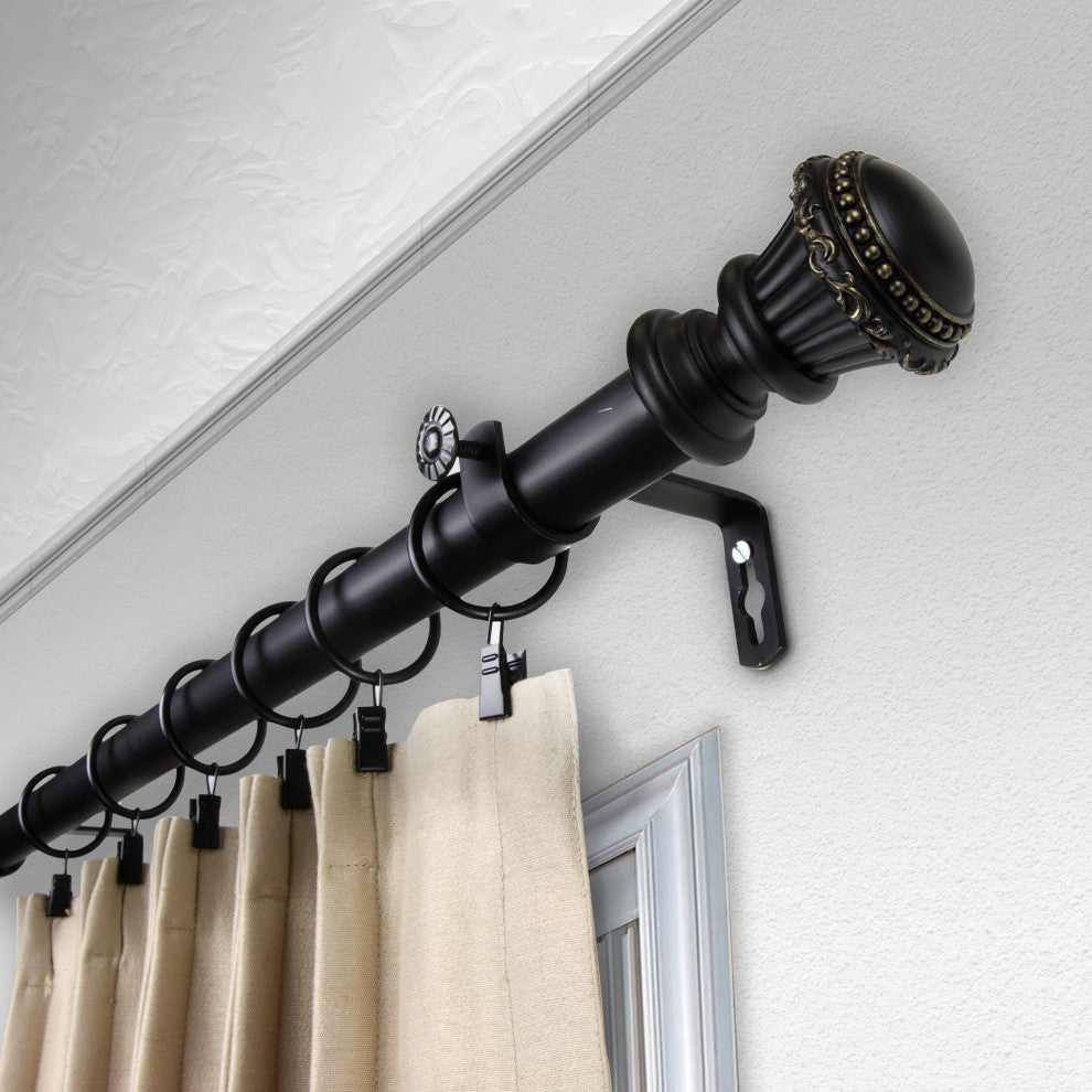 Royal 1" Curtain Rod, Black, 160"-240"