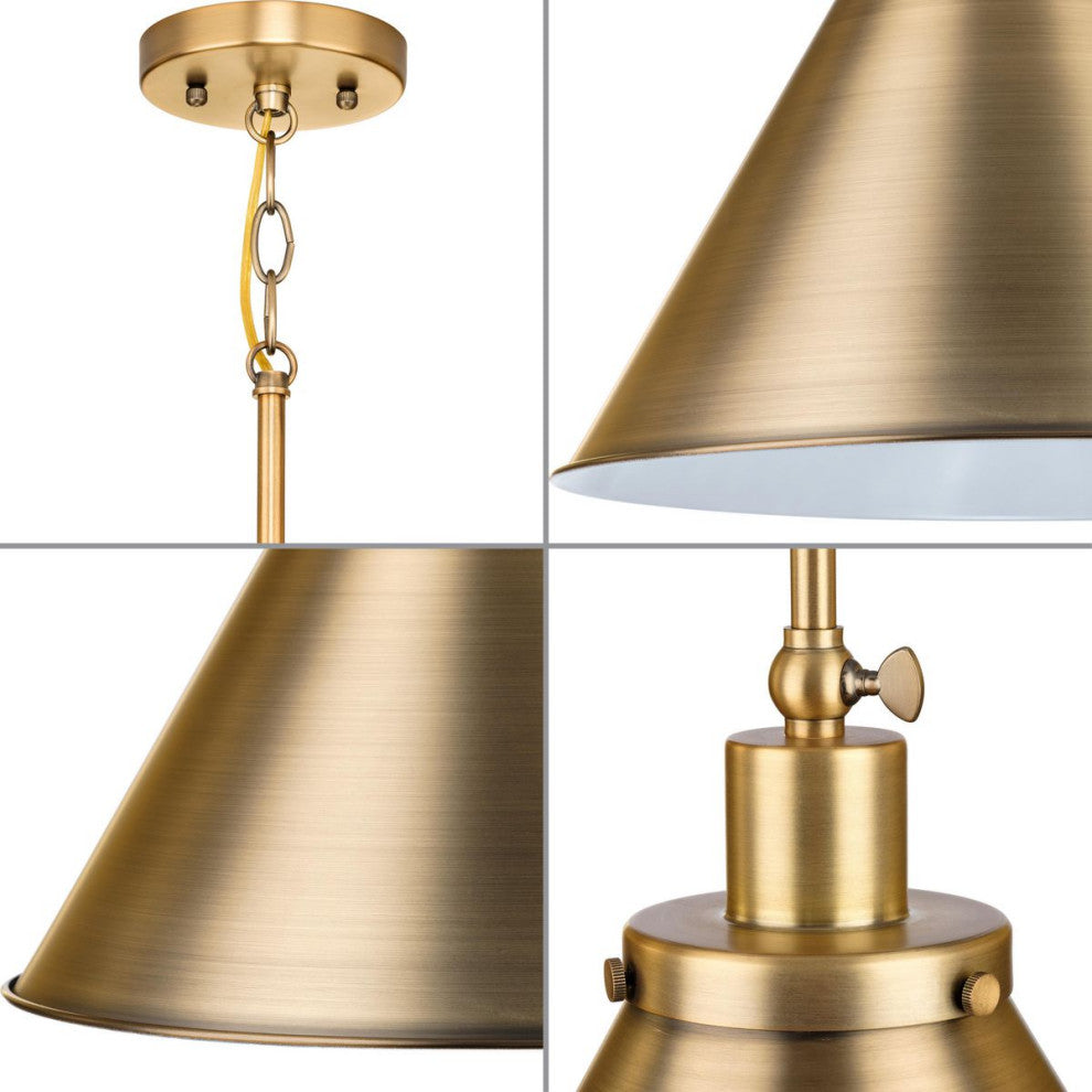 Hinton Collection One-Light Vintage Brass Modern Farmhouse Pendant