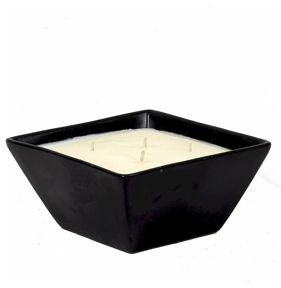 Purity Spa Candle, Square Candle 4/Wicks Pure Black Unscented