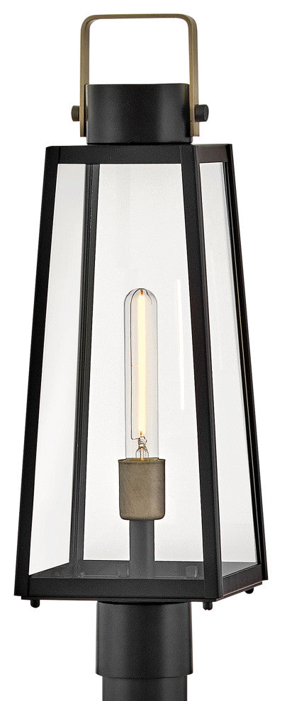 Lark Hugh Large Post Mount Lantern, Black