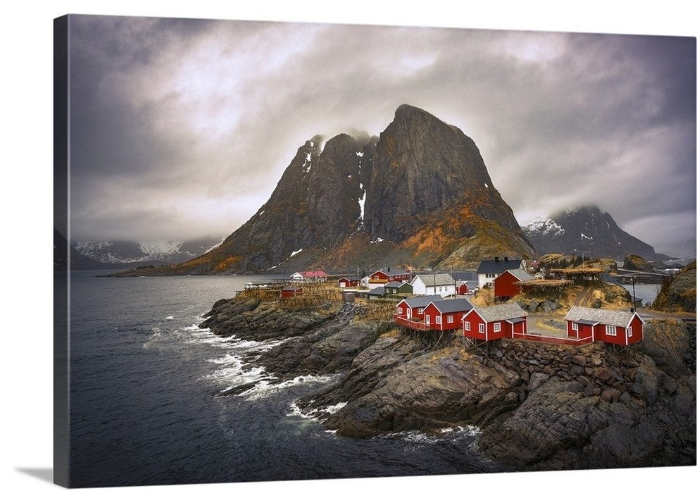 "Reine Red Houses" Wrapped Canvas Art Print, 24"x16"x1.5"