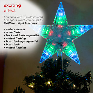 Flashing Star Tree Topper with LED Lights, Multicolor
