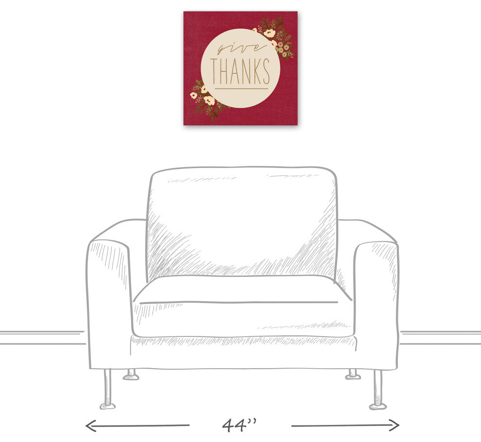 Give Thanks Circle Floral 16"x16" Canvas Wall Art