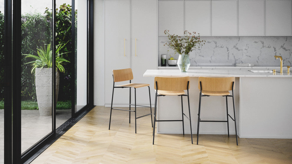 Mia Barstool, American White Oak With Metal Frame, Counter Height (Seat H: 25.5'