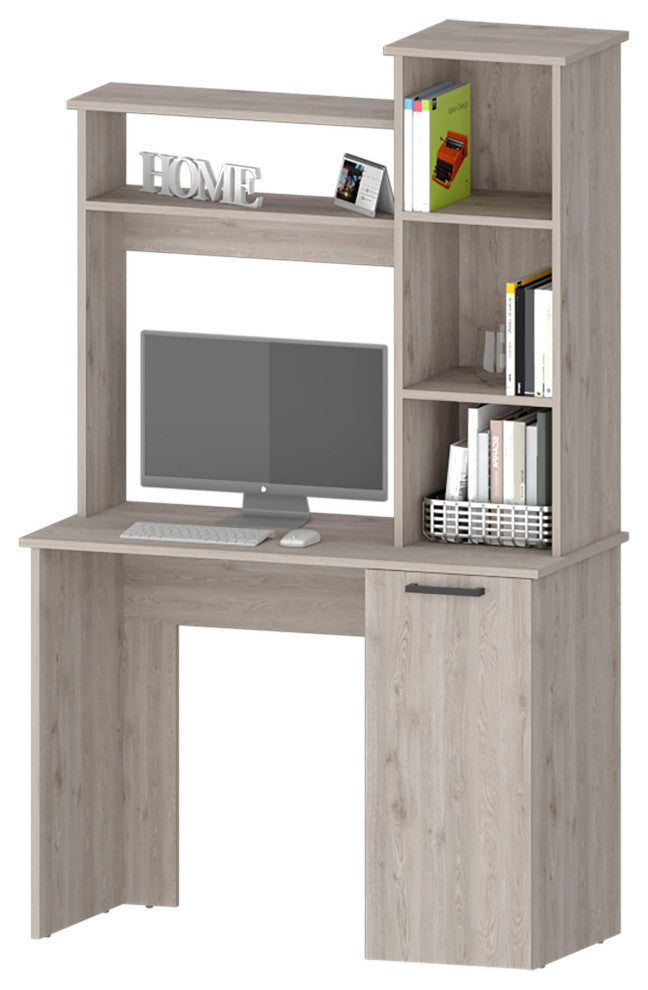 Rumford Computer Desk with Hutch and 3-Tier Storage Shelves