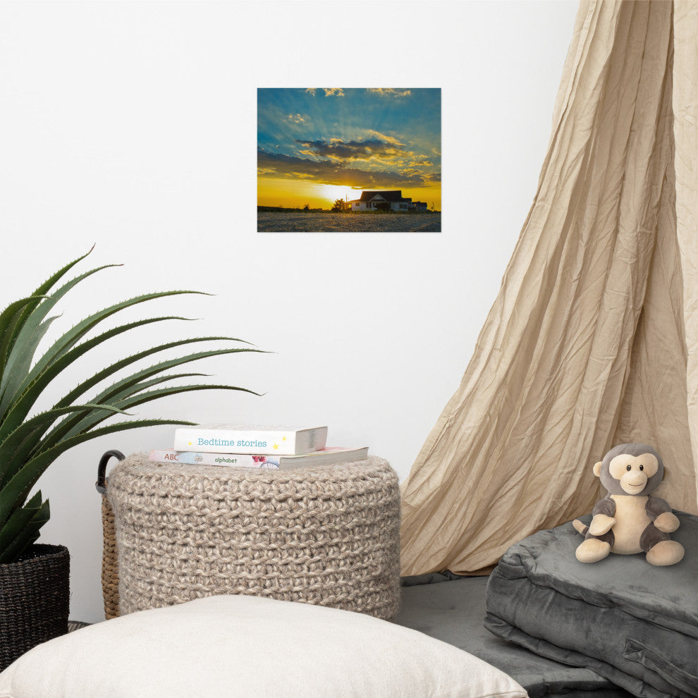 Sunset at Bowers Landscape Photo, Coastal Unframed Wall Art Print, 11" X 14"