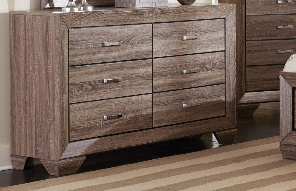 Wood Dresser with 6 Drawers, Washed Taupe