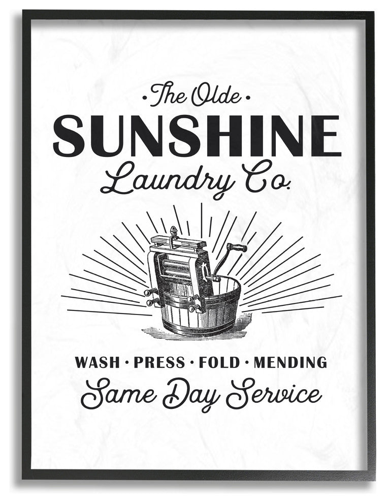 Olde Sunshine Laundry Co Vintage Sign, 11"x14", Framed Giclee Texturized Art
