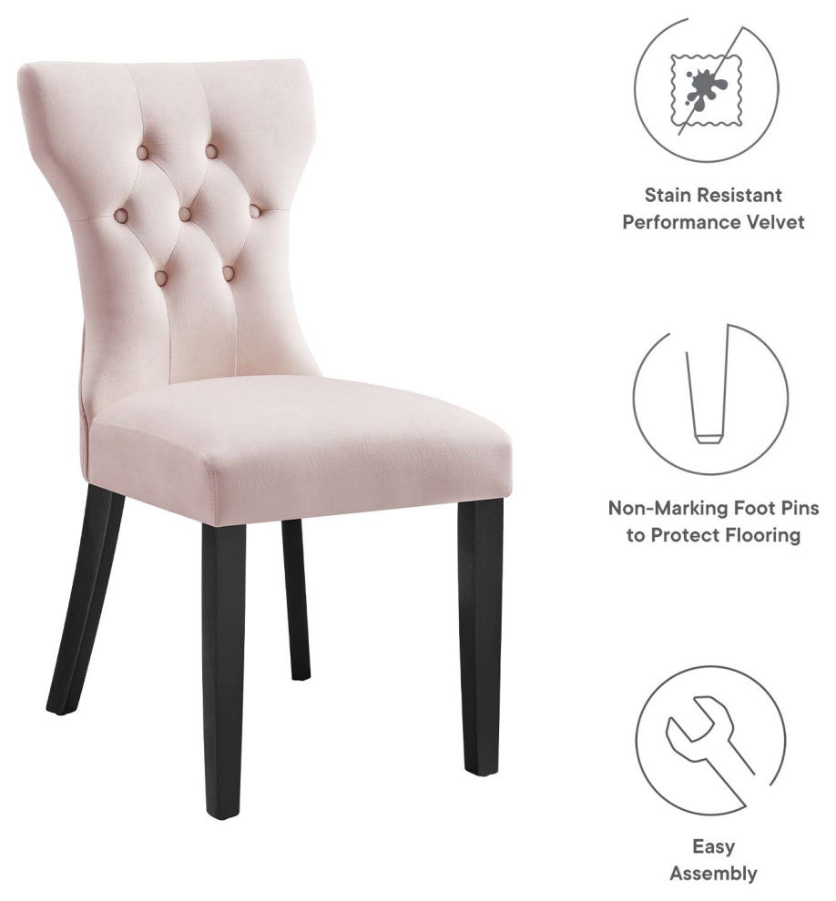 Side Dining Chair, Set of 2, Pink, Velvet, Modern, Cafe Bistro Hospitality