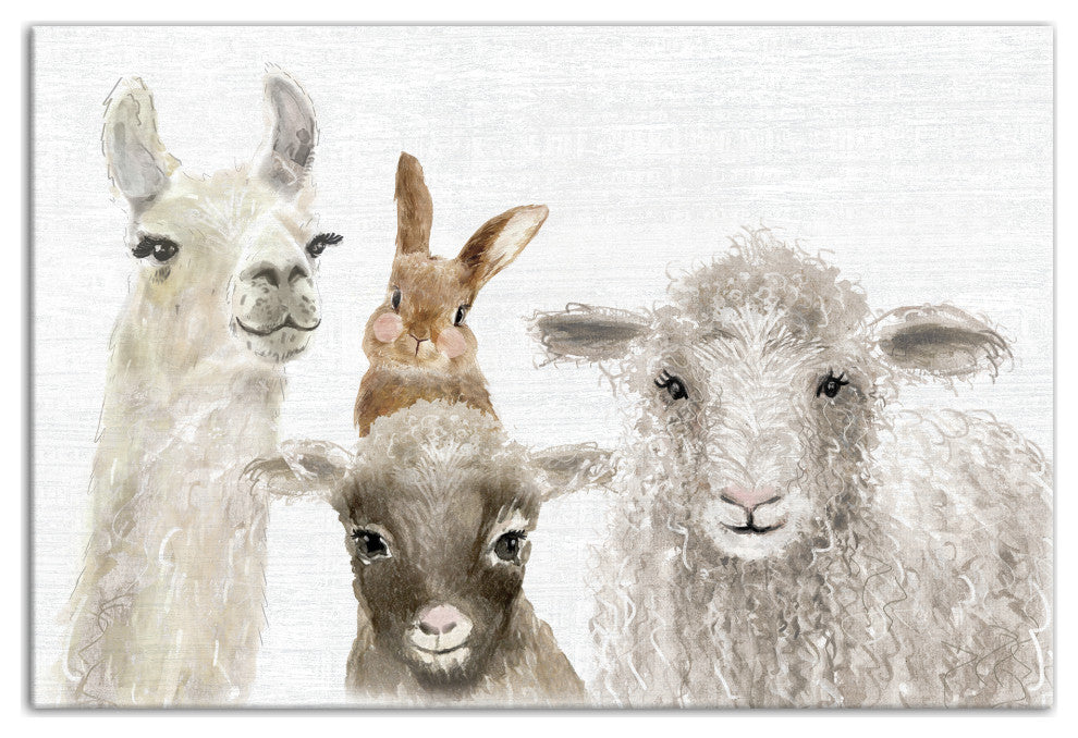 Baby Barn Animals 12"x18" Canvas Wall Art