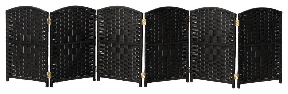 2 ft. Short Diamond Weave Fiber Room Divider Black 6 Panel