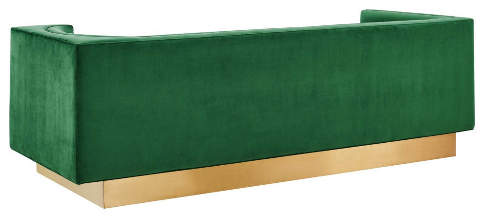 Sofa, Green, Velvet, Modern, Mid Century Living Hotel Lounge Cafe Lobby