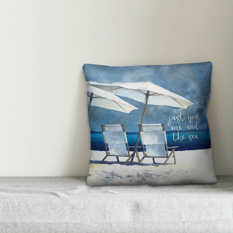 Just You Me and the Sea 18x18 Spun Poly Pillow