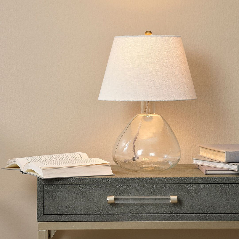 Contemporary Classic Sea Glass Clear Table Lamp 17 in Clear Fat Bottle Shape