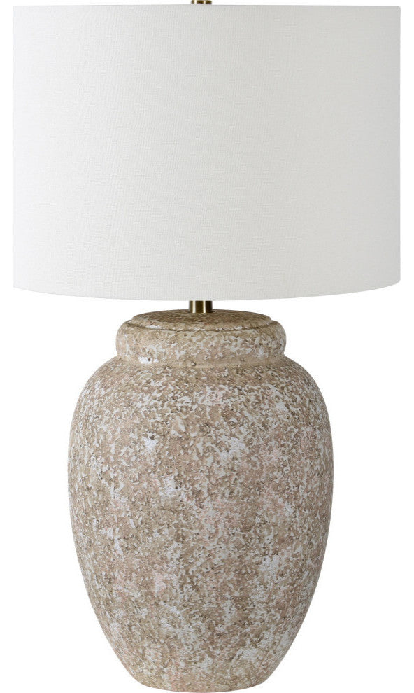 Wassily Cream Ceramic Table Lamp With Off-White Linen Shade