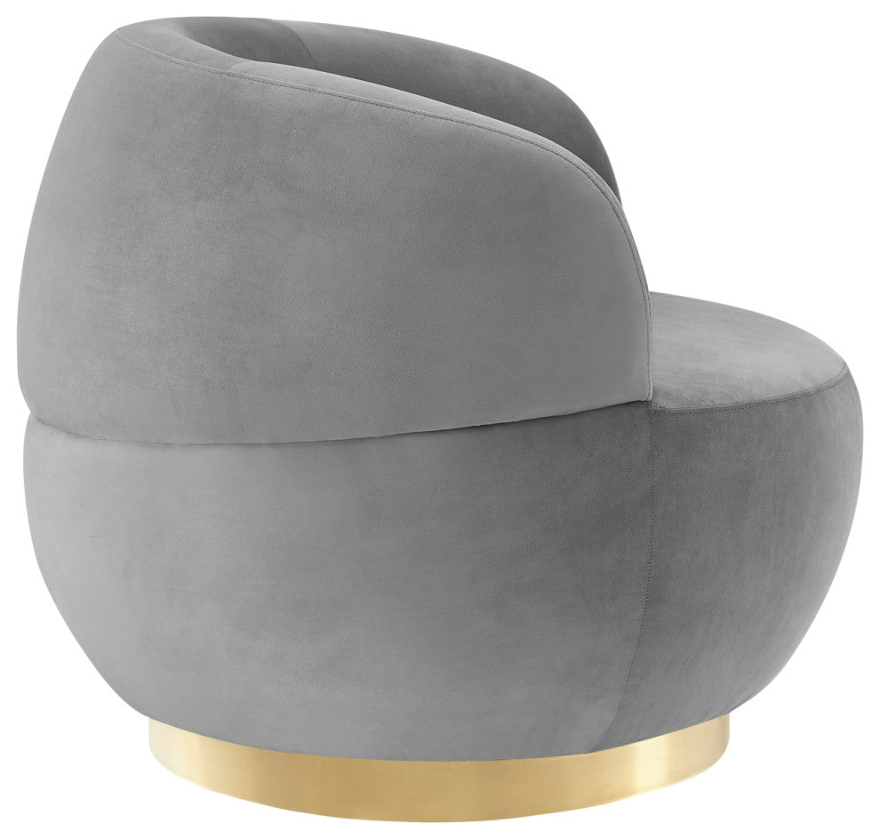 Inspired Home Shaniyah Accent Chair, Swivel, Gray/Gold Velvet