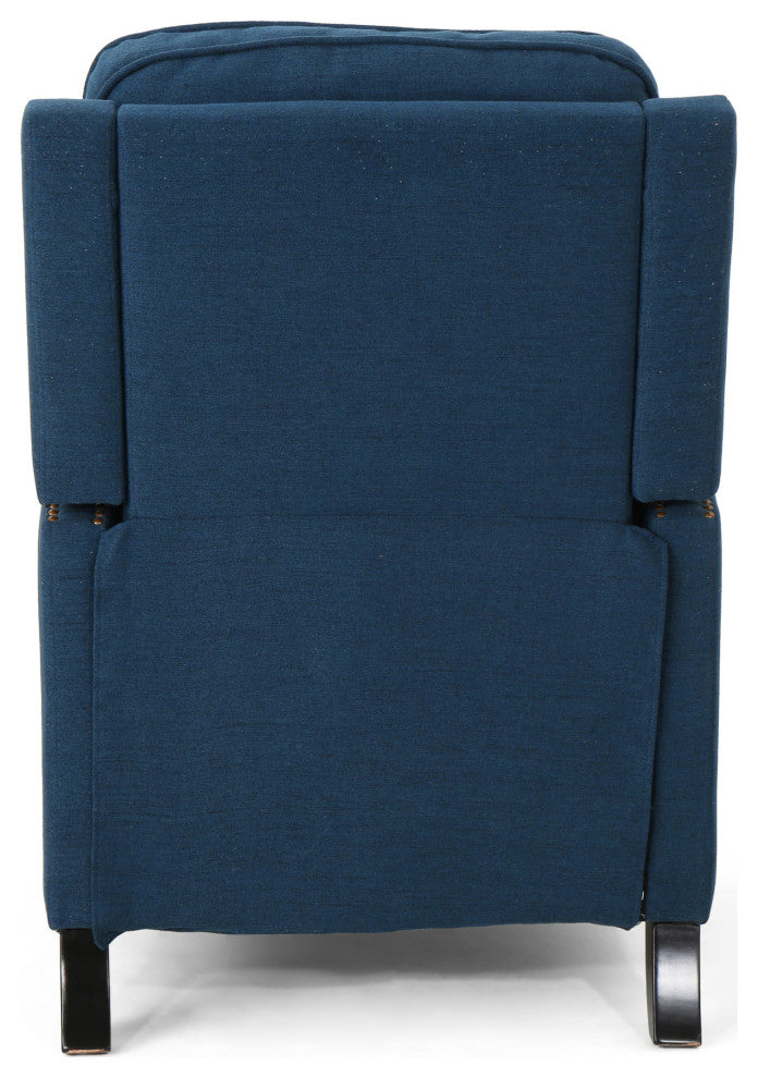GDF Studio Armstrong Traditional Fabric Recliner, Navy Blue/Dark Brown