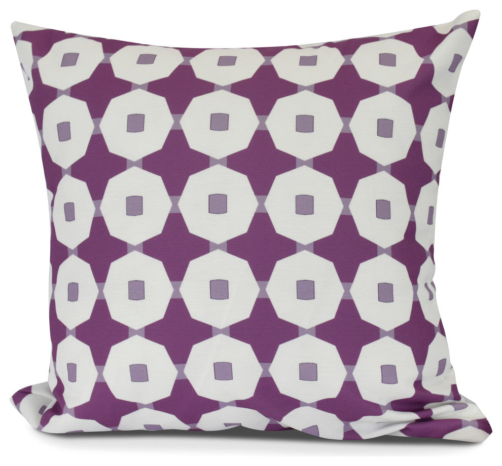 Button Up, Geometric Print Pillow, Purple, 20" x 20"