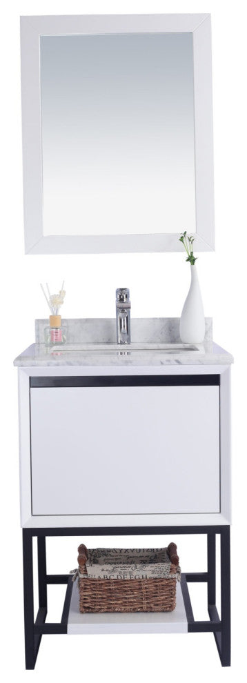 Alto 24" White Cabinet With White Carrara Marble Countertop