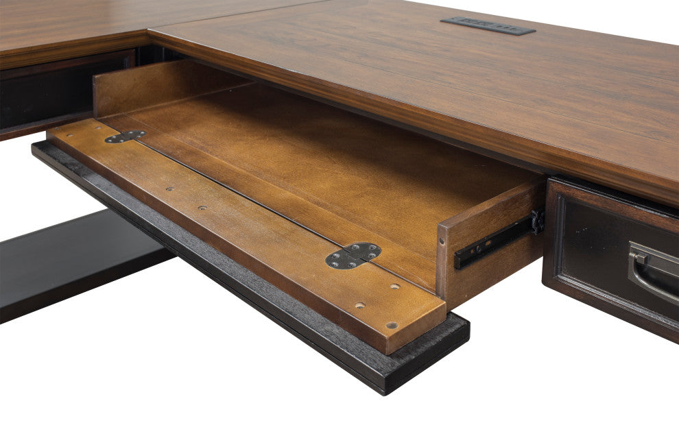 Hartford Wood Open L-Desk and Return