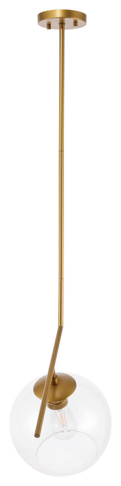 Brass Finish And Clear Glass 1-Light Pendant