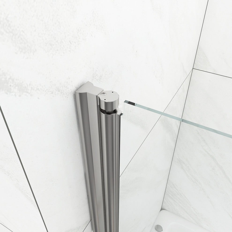 34" W x 58" H Pivot Tub Door, Clear Tempered Glass, Chrome