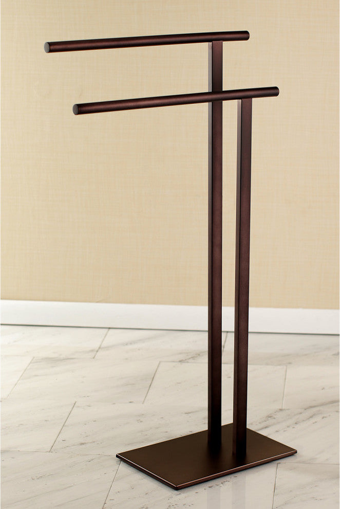 Kingston Brass Double L Shape Pedestal Towel Holder, Oil Rubbed Bronze