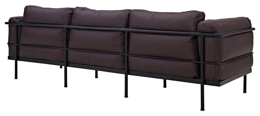 Modern Contemporary Living Room Leather Sofa Dark Brown