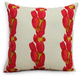 Sunset Tulip Stripe Decorative Floral Throw Pillow, Red, 20"