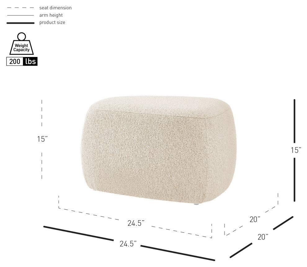 Carlese Fabric Ottoman, Palladian Beige, Small