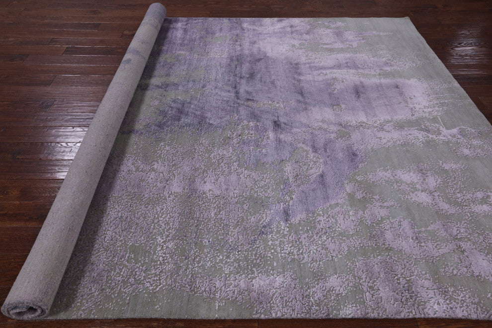 Wool and Silk Abstract Handmade Rug 7' 11" X 10' 3" Q8697