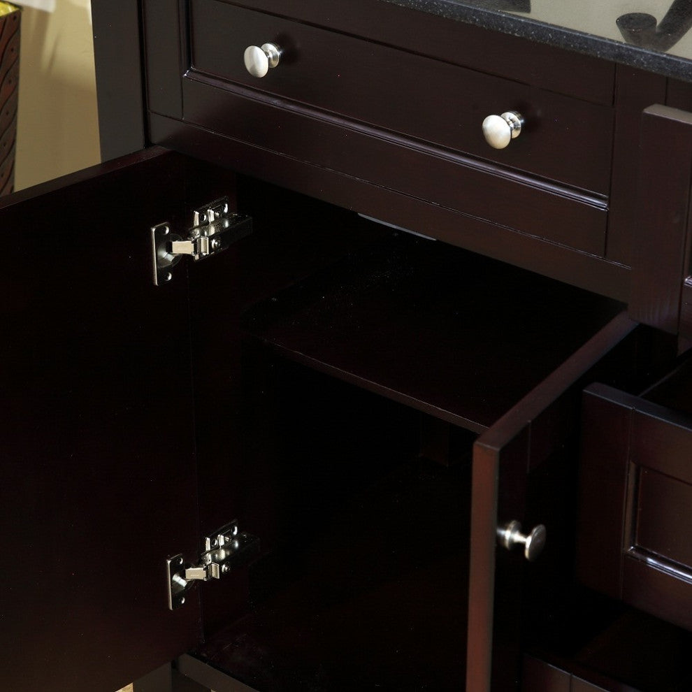 62" Double Sink Vanity-Dark Mahogany-Black  Galaxy
