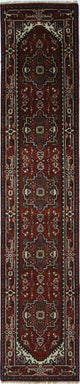 Hand-Knotted Red Heriz Serapi Floral Oriental Wool Rug, 3'x12'