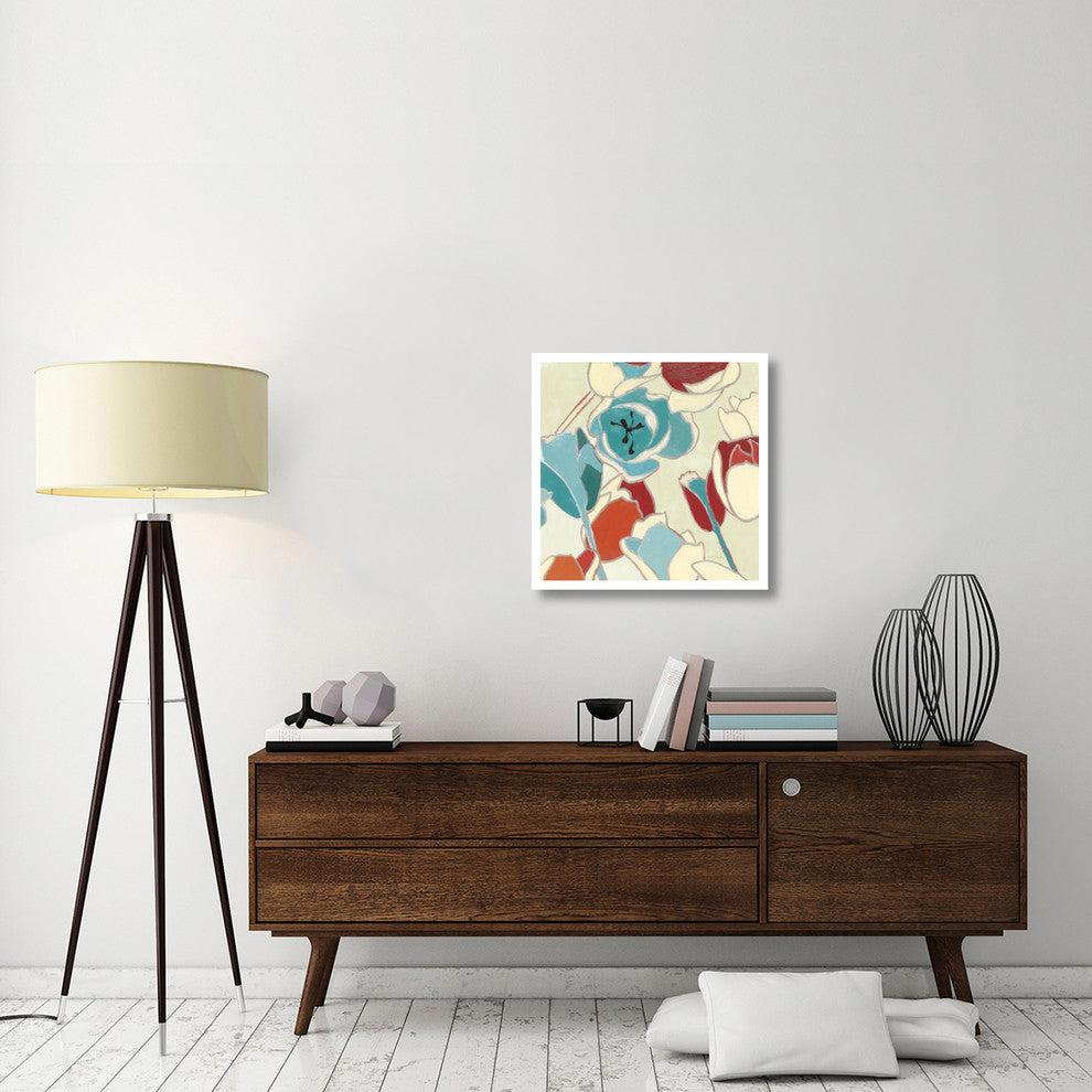 "Cloisonne Tulipe I Turquoise Vignette" Paper Print by Shirley Novak, 26"x26"