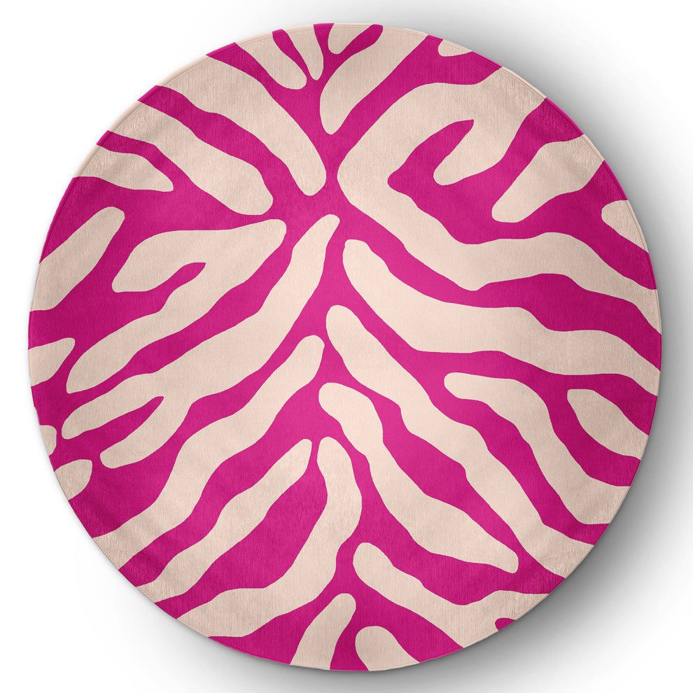 Animal Stripe Spring Chenille Rug, Orchid, 5' Round