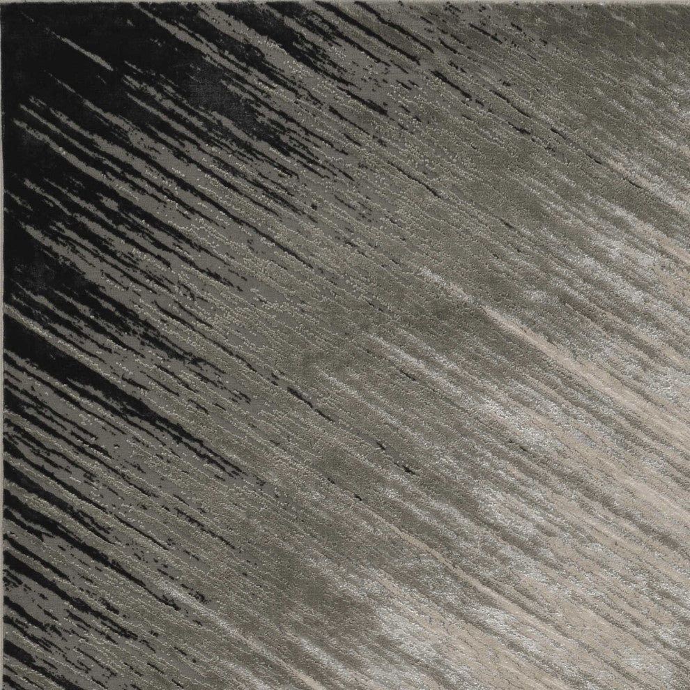 HomeRoots 5'x8' Silver Grey Machine Woven Brushstroke Indoor Area Rug