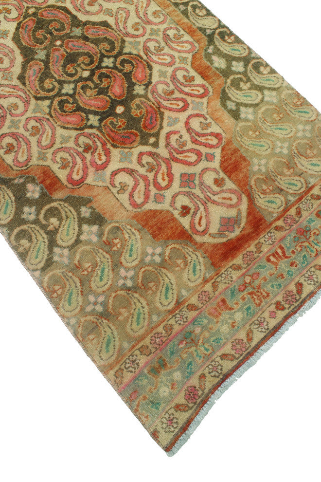 Fine Vintage Distressed Bliss Rust/Charcoal Runner, 2'9 x 10'5