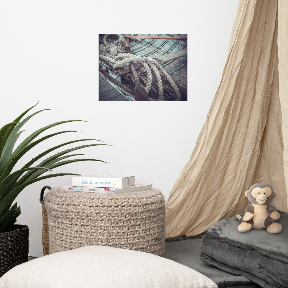 Vintage Boat Oars and Ropes Nautical Photo Loose Wall Art Prints, 12" X 16"