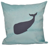 Polyester Decorative Pillow, Whale, 16"x16"