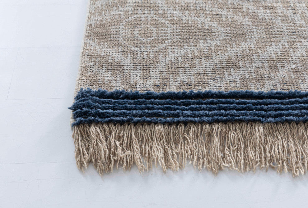 NuStory Sunrise Hand Knotted Geometric Area Rug in Beige, 7'6x9'6