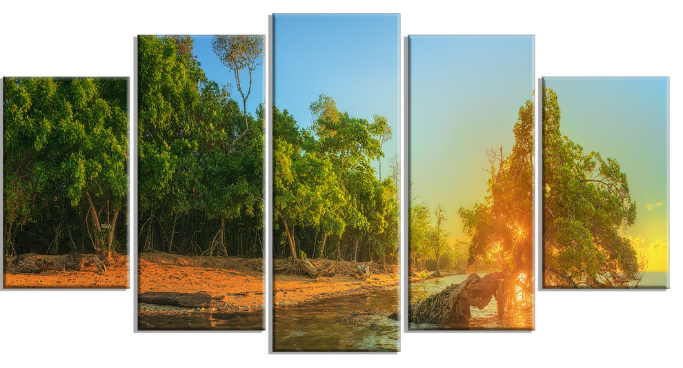 "Beautiful Thailand Tropical Beach" Landscape Wall Art Print, 5 Panels, 60"x32"