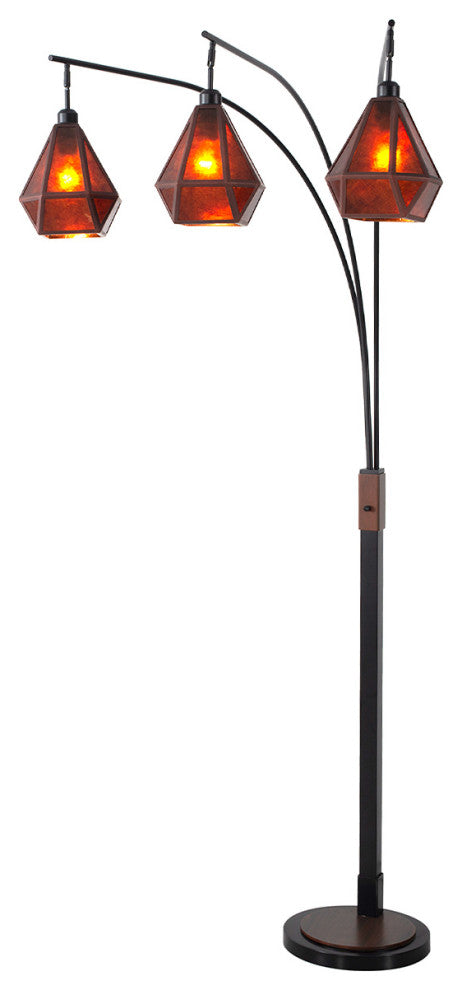 Artifact Natural Mica 3 Light Arc Floor Lamp 86", Expresso Bronze, Dimmer Switch