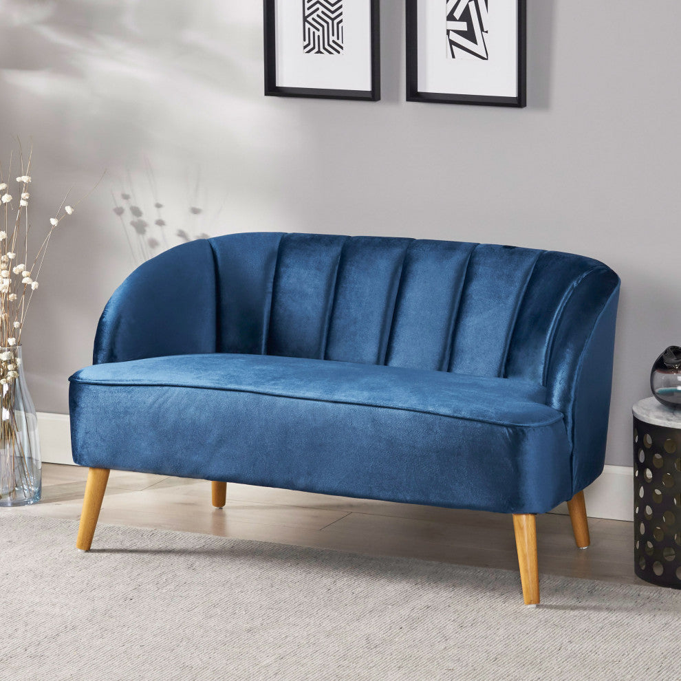 GDF Studio Scarlett Modern New Velvet Sofa, Cobalt